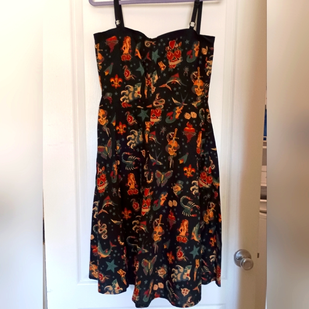 Black Floral Strapless Dress